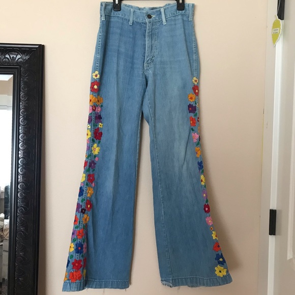 70's embroidered jeans